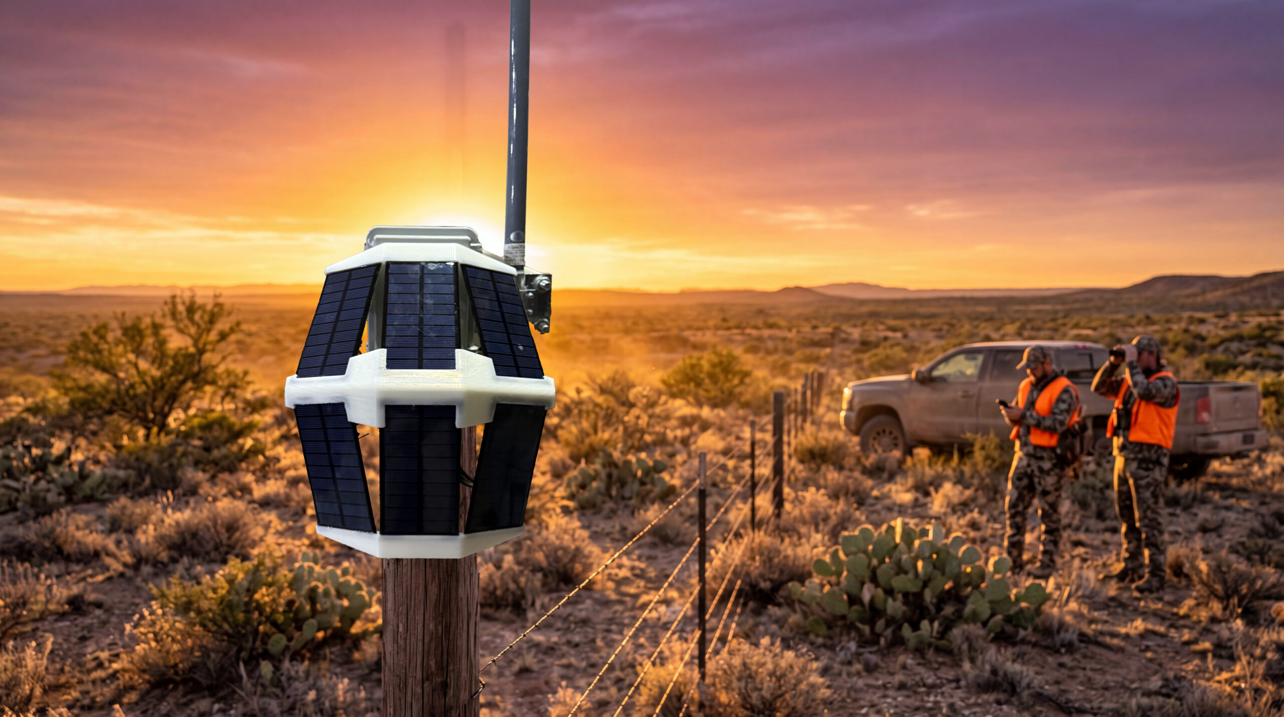 Pole Mount Solar Node v1.0 3 Pole mount solar system deployed in West Texas desert terrain for long-range Meshtastic mesh networking